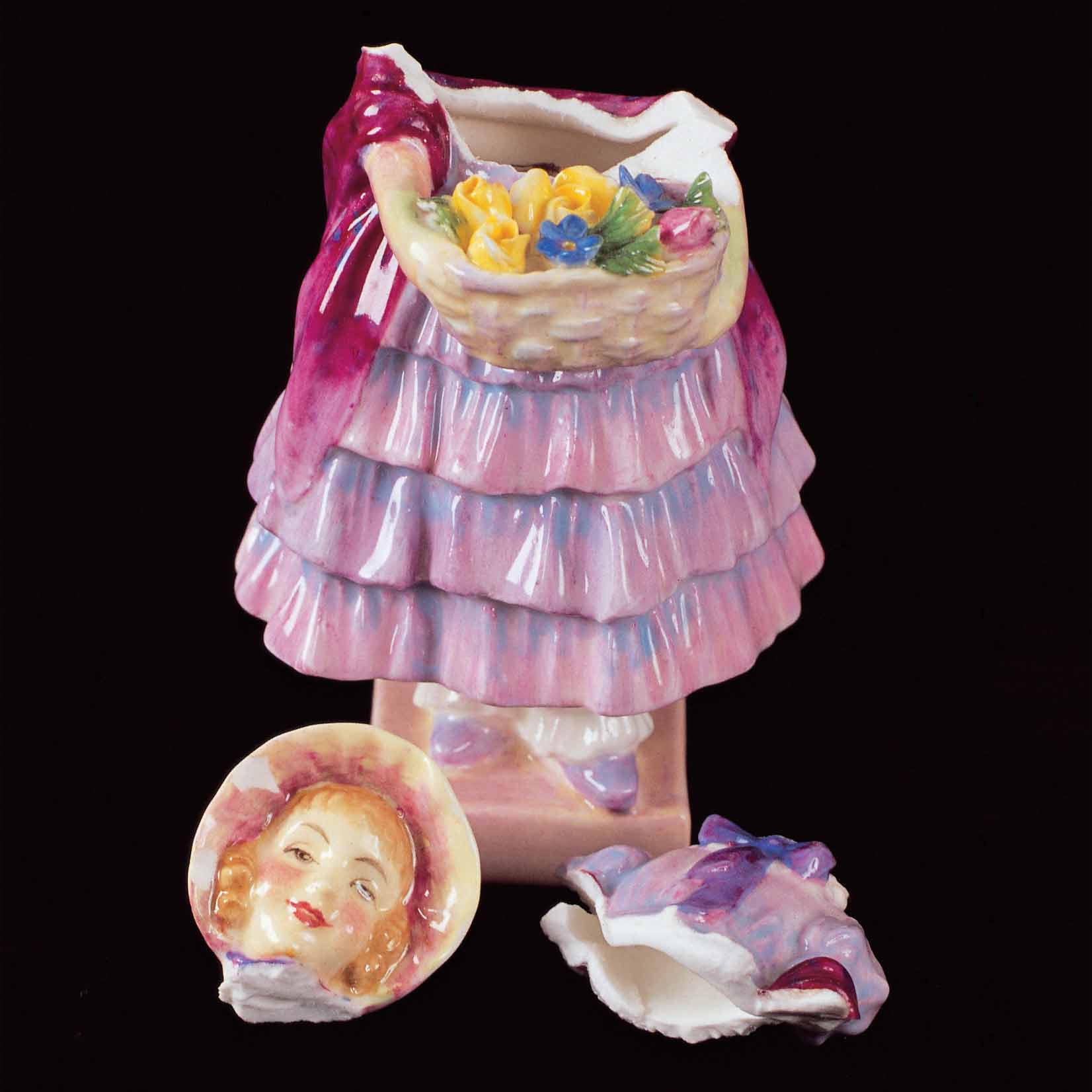 Antique Royal Doulton China Figurine Restoration - Before Antique Royal Doulton China Figurine Restoration - Before